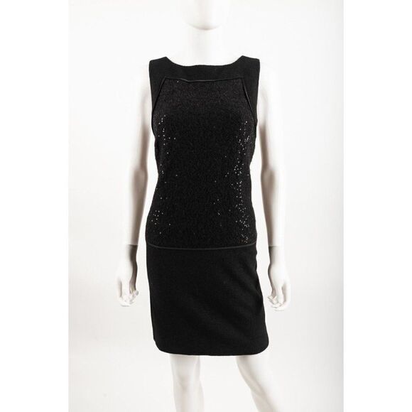 Loft Ann Taylor Womens Sequin Shift Dress Sz 6 Black Sleeveless Holiday NWT - Picture 1 of 5